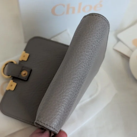 Chloé Grained Calfskin Gray Marcie Leather Wallet - Picture 11 of 12